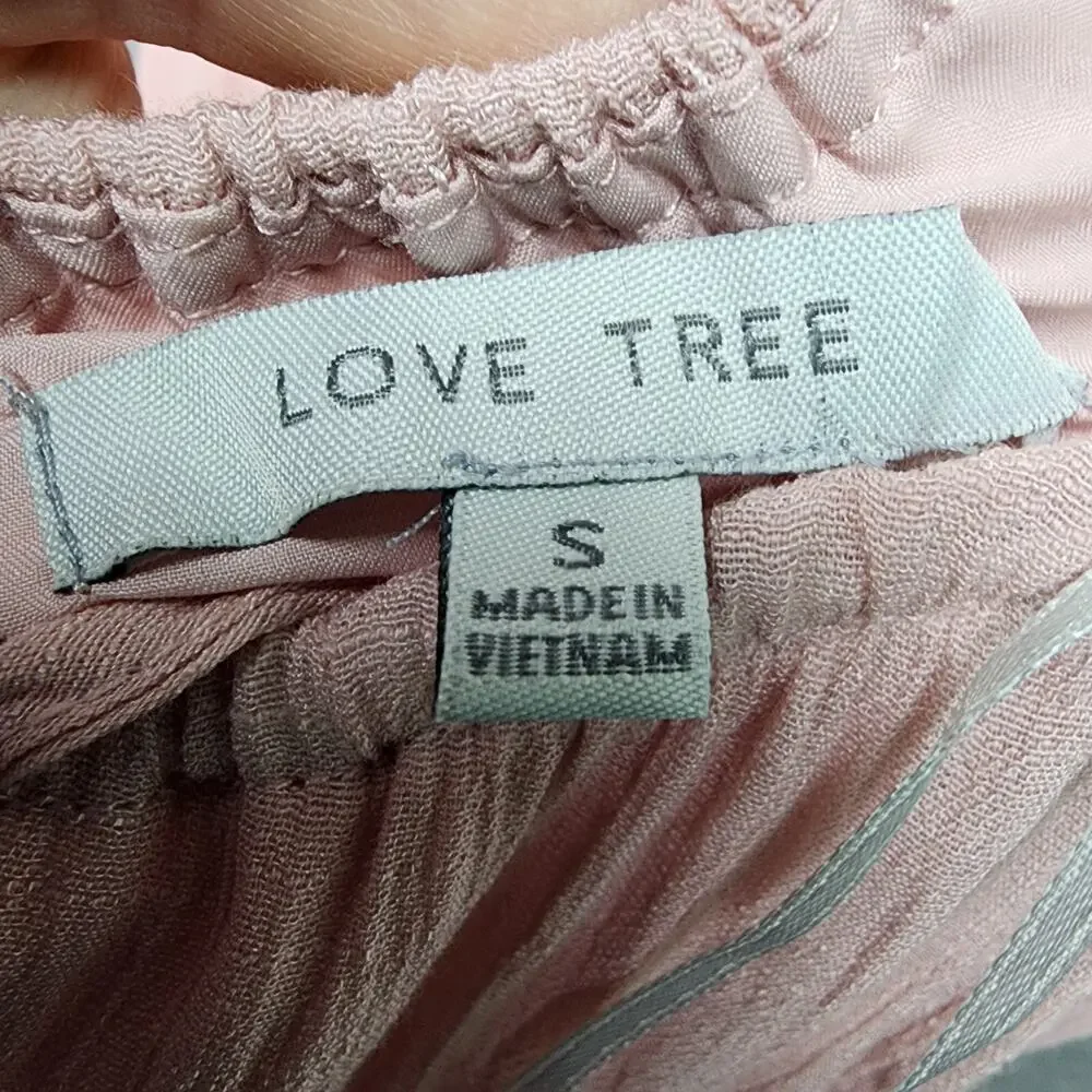 Love Tree Dress Women SMALL Pink Ruffled Crinkle Gauze Lined Beach Coastal Summe - Picture 11 of 13